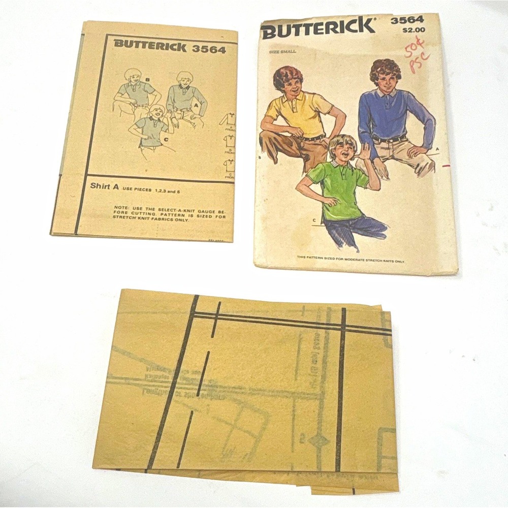 Butterick 3564 Vintage Original Boys Child Shirt Sewing Pattern Size Small 7